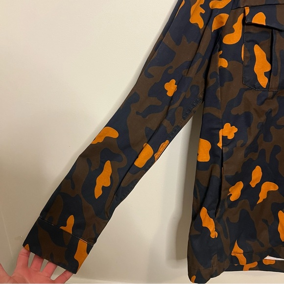 Weekday Lean Printed Jacket Orange and Navy Camo Y2K Elevated Jacket - Picture 4 of 10